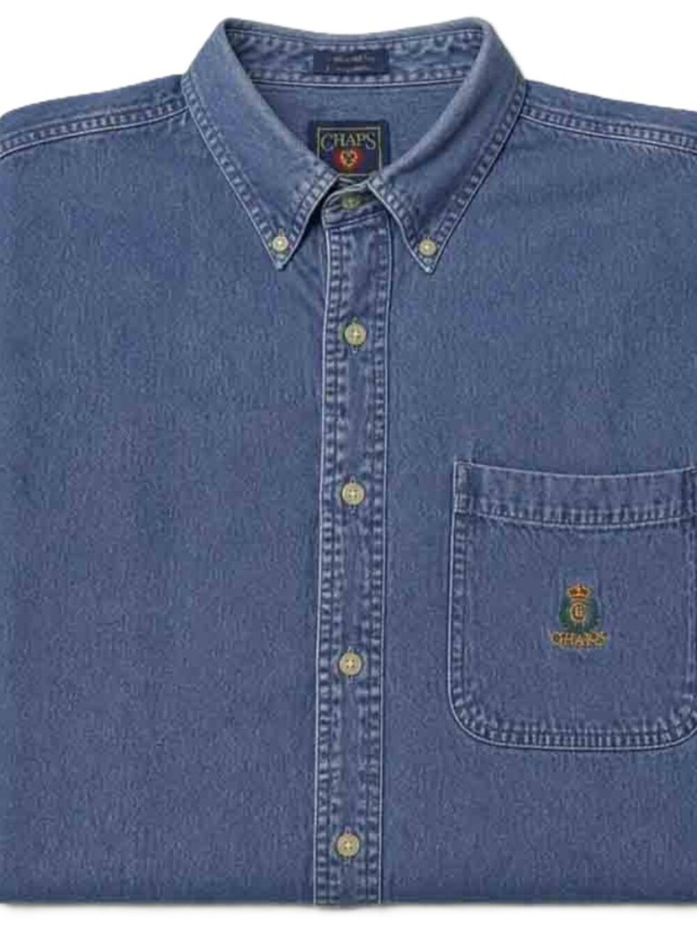 Vintage Chaps Ralph Lauren Thick Blue Denim Shirt Men's Size XL